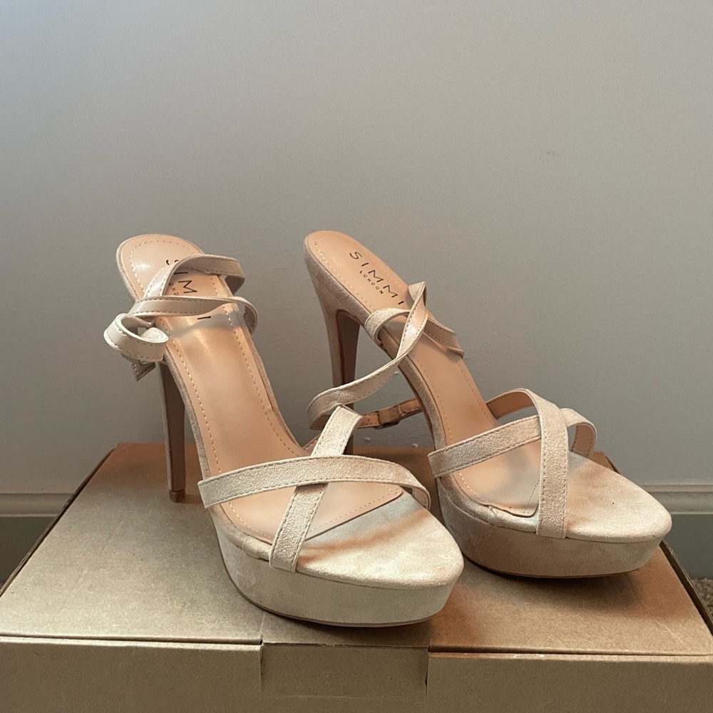 SIMMI LONDON Strappy Lace Up Suede Heels